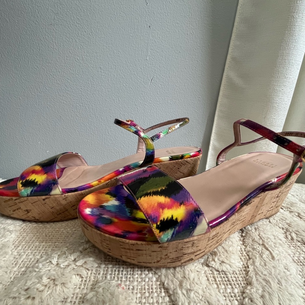 New W/out Tags- Stuart Weitzman Diverge Multi Colored Wedge Sandal